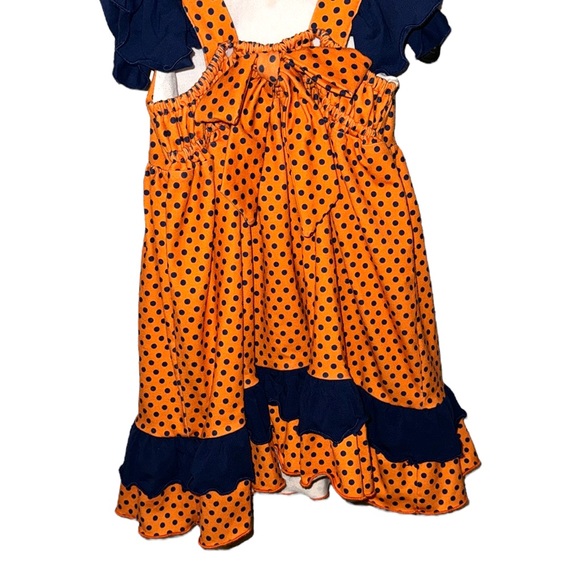 Orange and navy polka dot dress 2T - Picture 6 of 6
